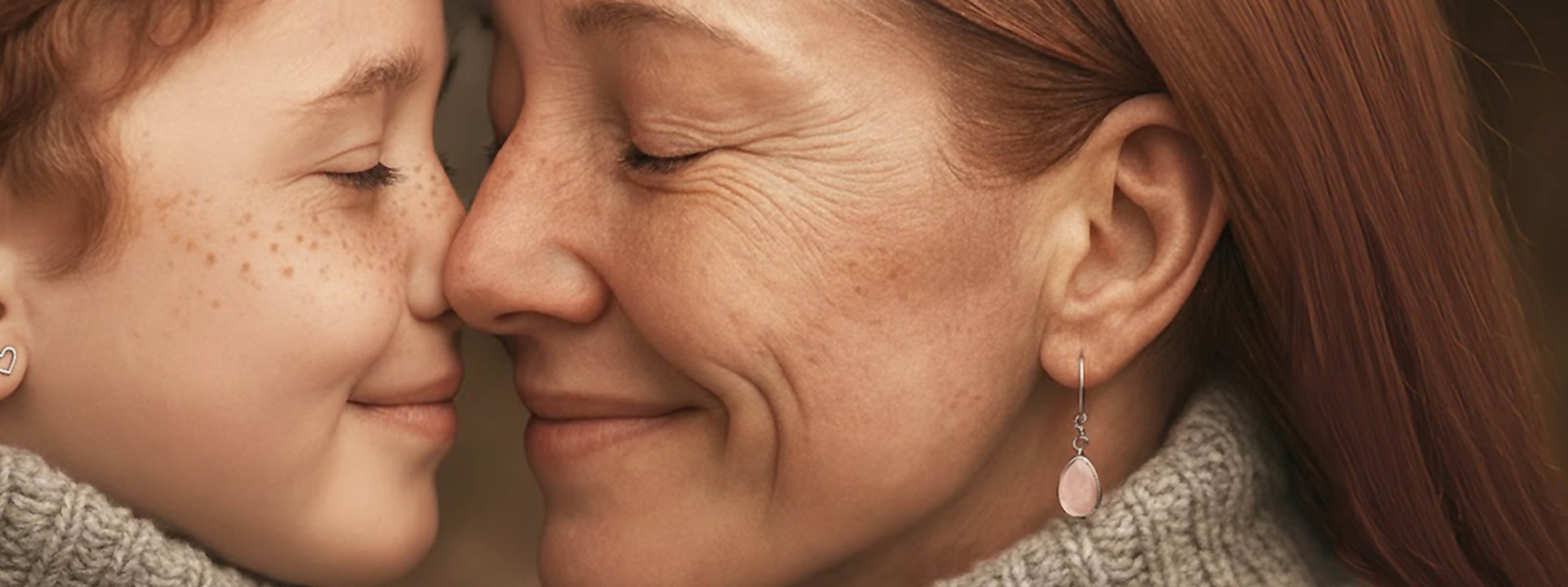 Mama und Tochter, die gemeinsam handgefertigten Bloomgart Silberschmuck tragen.