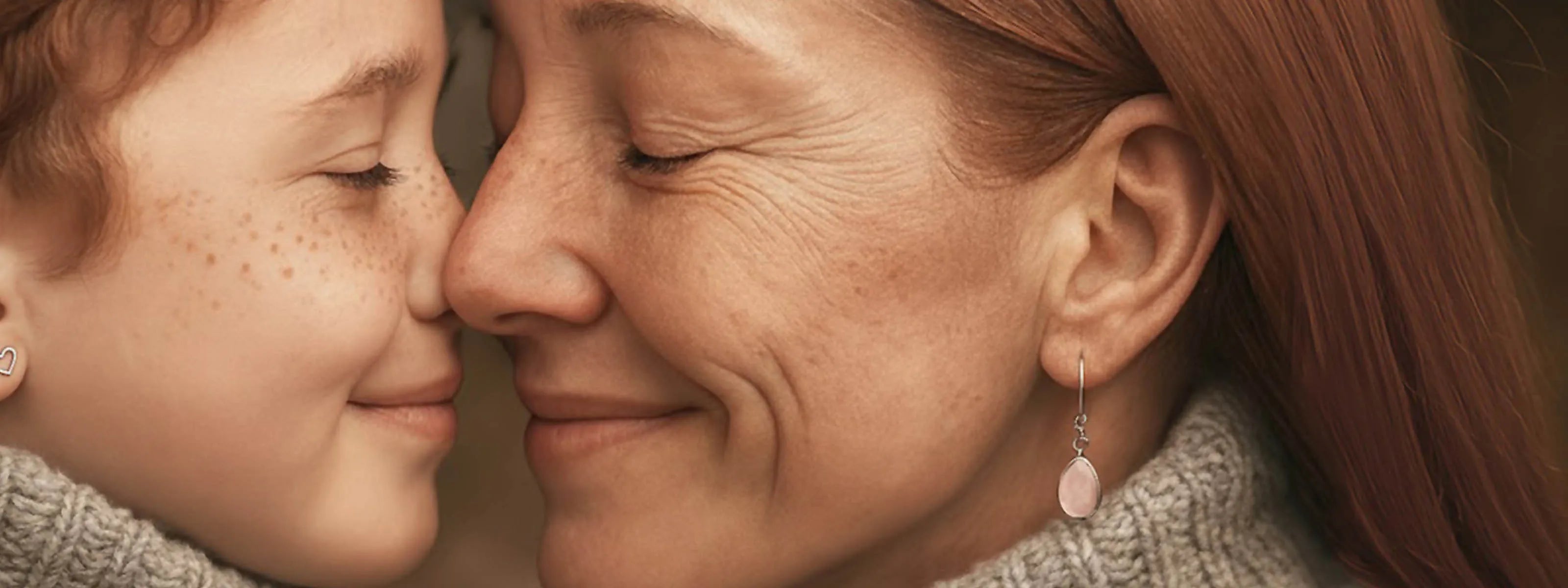 Mama und Tochter, die gemeinsam handgefertigten Bloomgart Silberschmuck tragen.