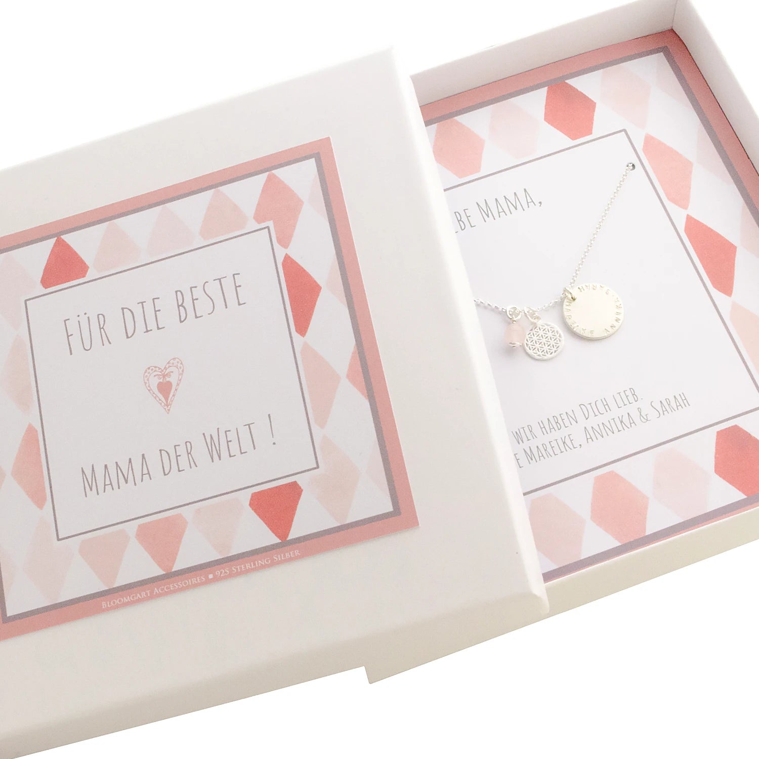 Muttertagsgeschenk Familienkette personalisierte Geschenkbox Bloomgart