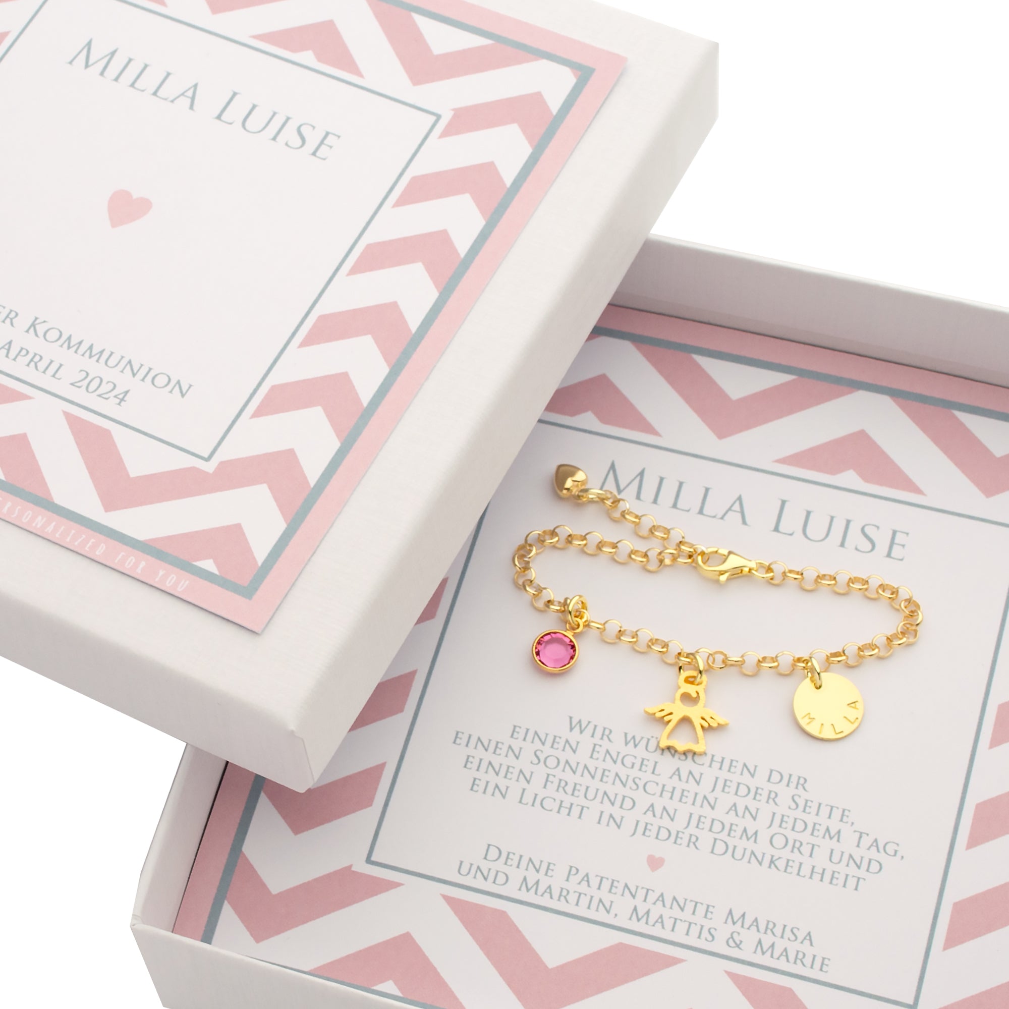 Personalisiertes Schutzengel Armband "Juliette" mit Gravur & Edelstein