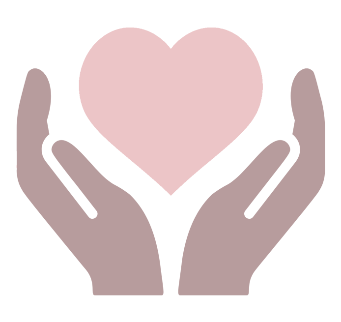 stilisierte Hände die ein Herz halten.