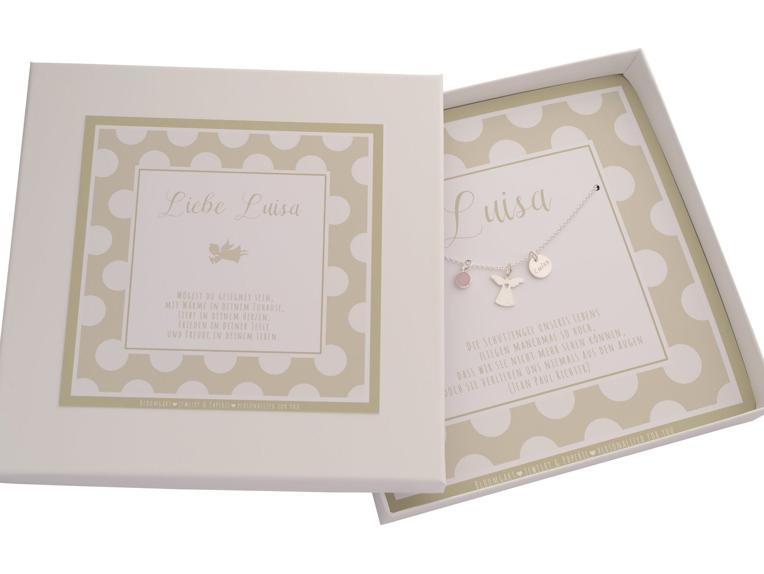 Personalisierte Schutzengel Kette "Luisa" mit Gravur & Edelstein