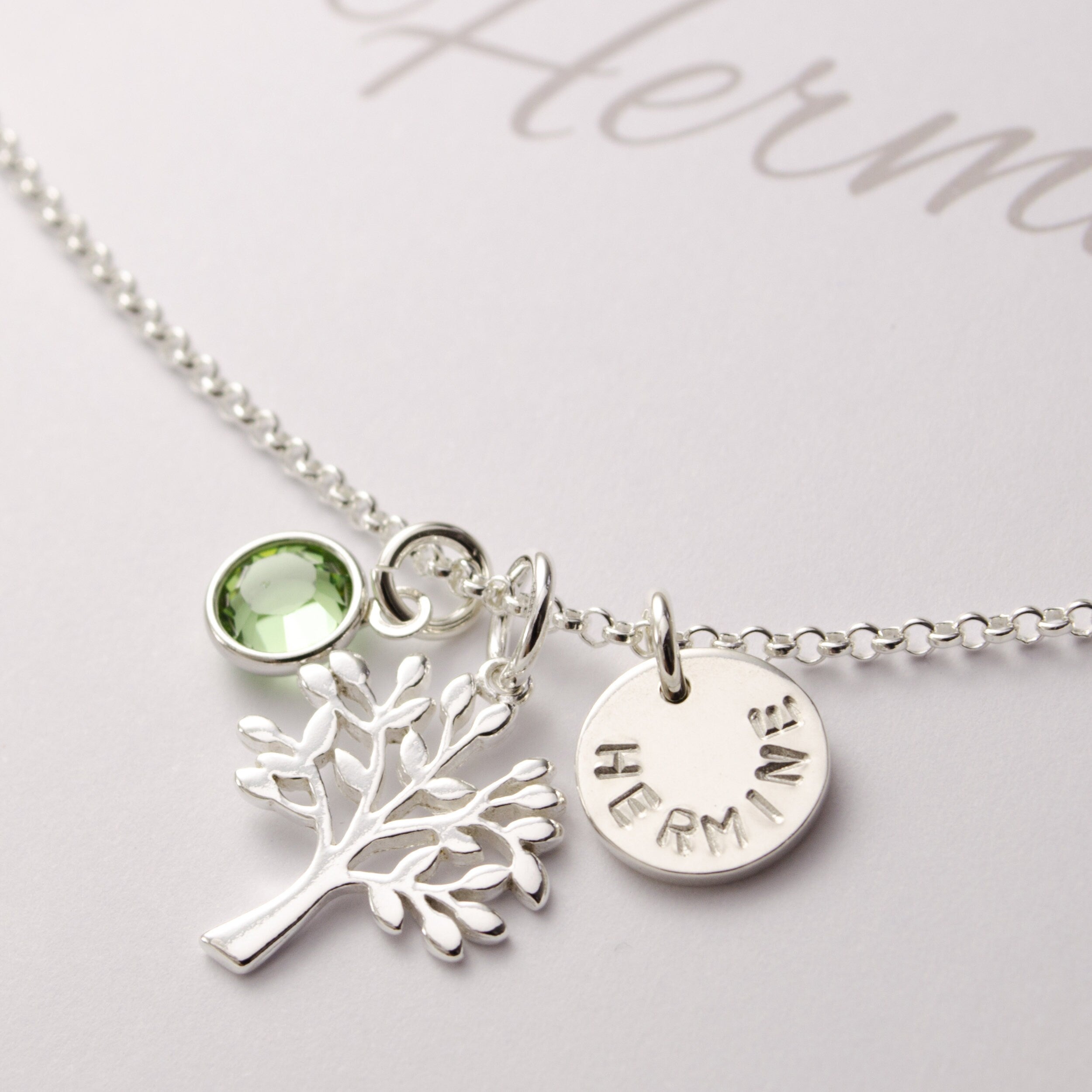 Personalisierte Lebensbaum Kette "Mein Lebensbaum" mit Gravur & Geburtsstein