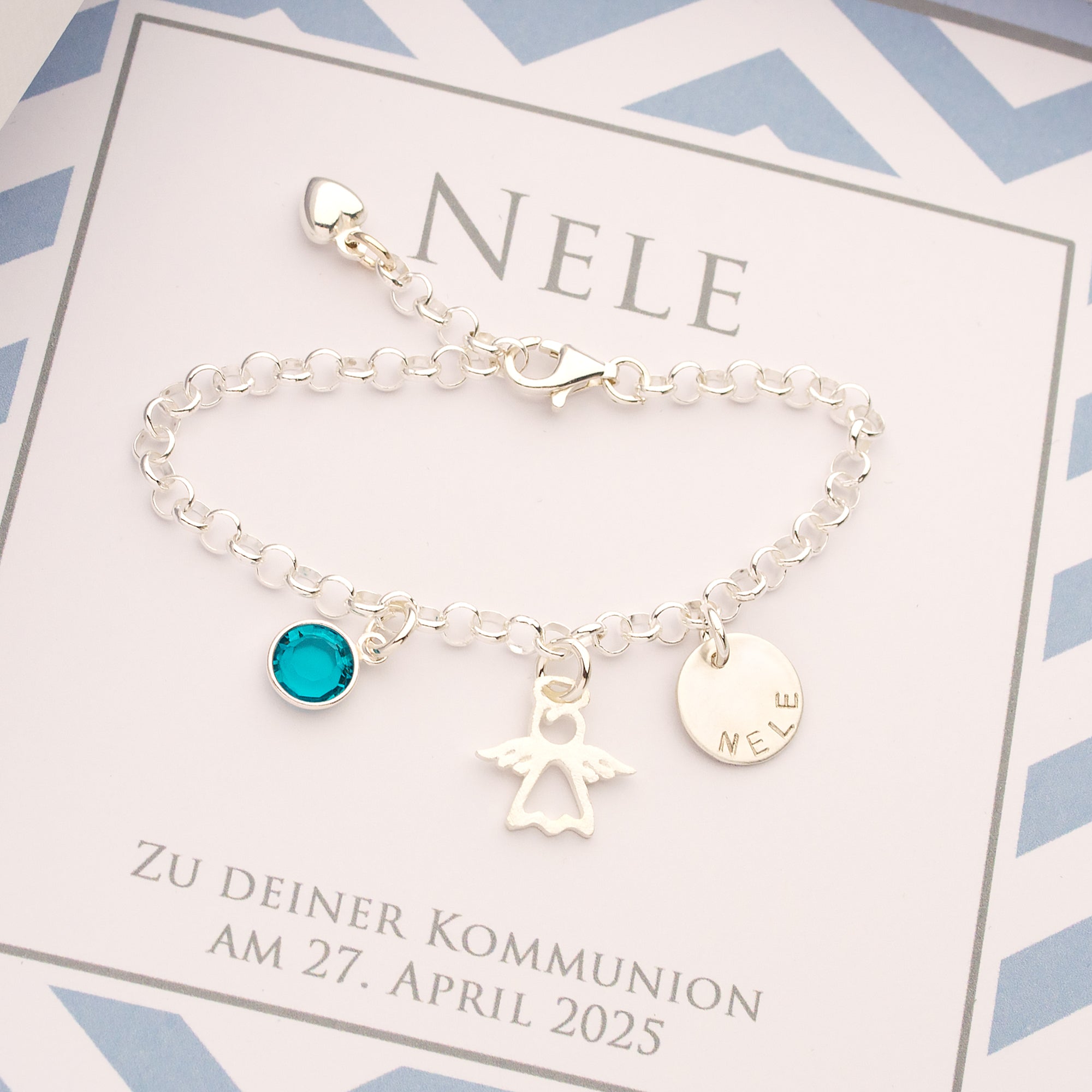 Personalisiertes Schutzengel Armband "Juliette" mit Gravur & Edelstein