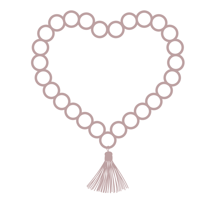 Stilisierte Zeichnung eines Perlen Armbandesals Symbol für die Unikat-Anfertigung mit Liebe zum Detail.