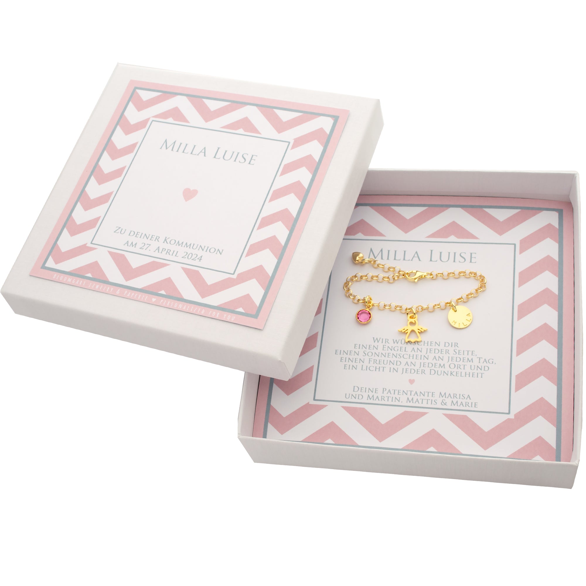 Personalisiertes Schutzengel Armband "Juliette" mit Gravur & Edelstein