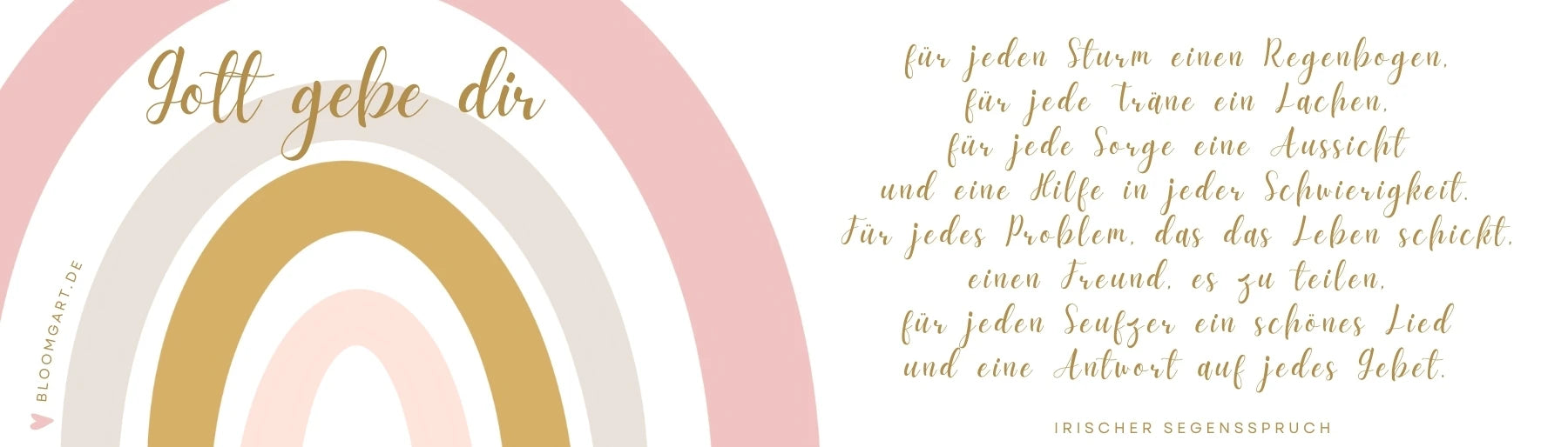 Banner-Grafik mit stilisiertem Regenbogen und Irischem Segensspruch: 'Gott gebe dir für jeden Sturm einen Regenbogen...'