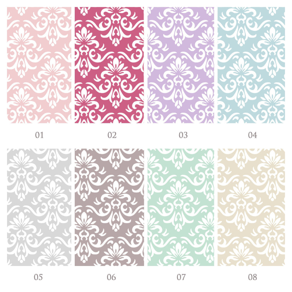 Übersicht der acht möglichen Farbvarianten der personalisierten Geschenkbox von Bloomgart.