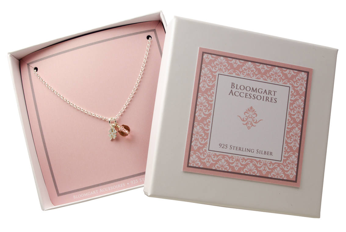 Kette mit Kleeblatt aus 925 Sterling Silber mit personalisierbarem Geschenkkarton