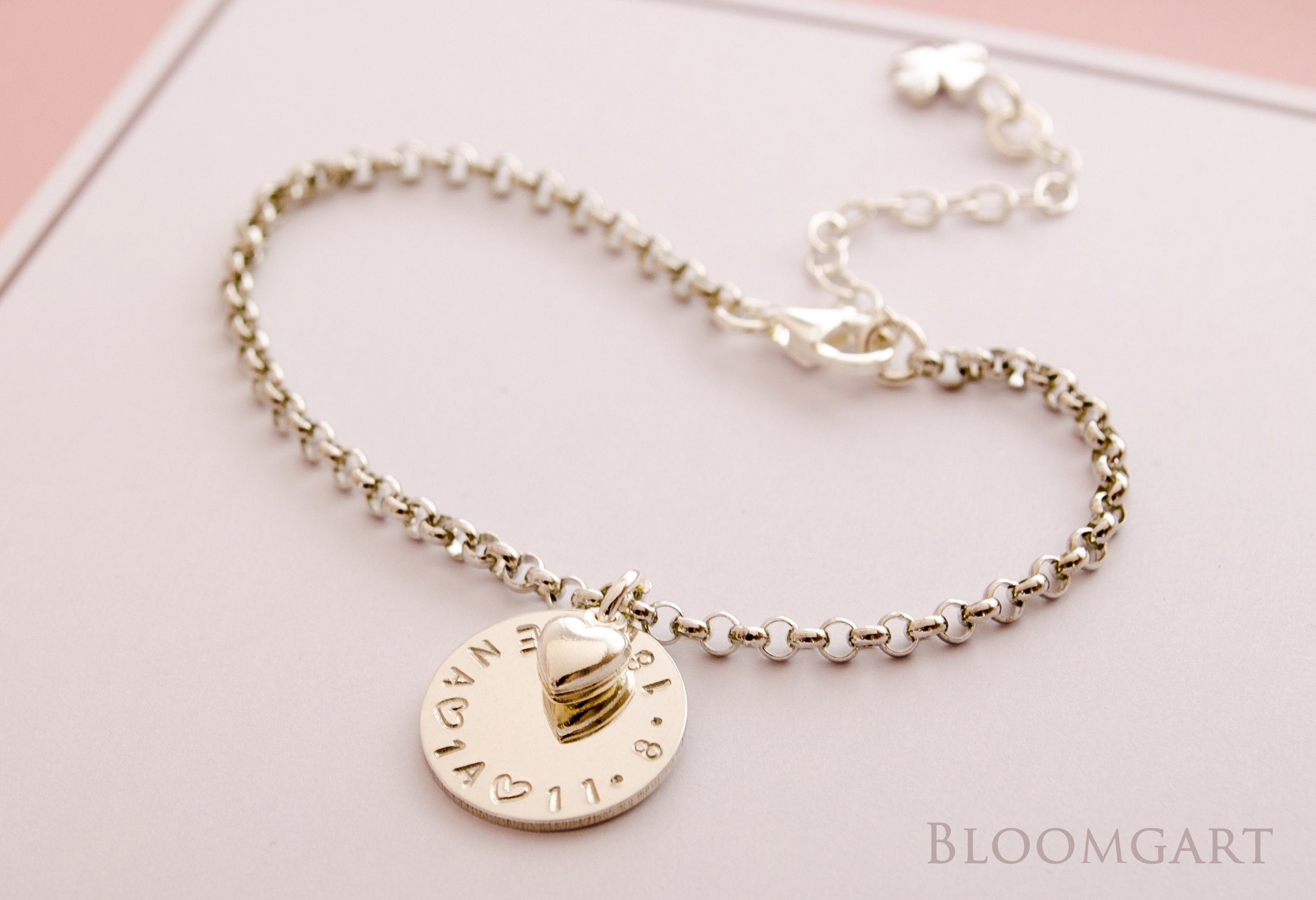 Glücksbringer Armband mit Gravur aus 925 Silber