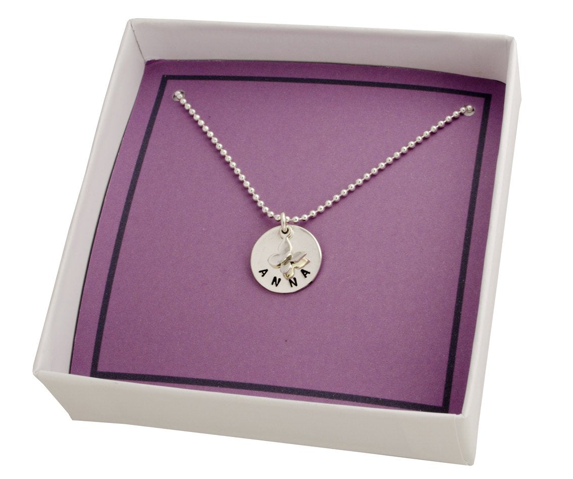 Namenskette BUTTERFLY Schmuck mit Gravur 925 Sterling Silber Namensschmuck Silberkette mit Gravur persönlicher Silberschmuck Bloomgart