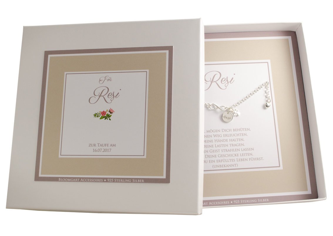 Namensarmband Infinity Schutzengel 925 Silber Geschenk zur Geburt Geschenk Taufe Einschulung Prüfung Glücksbringer Engelschmuck