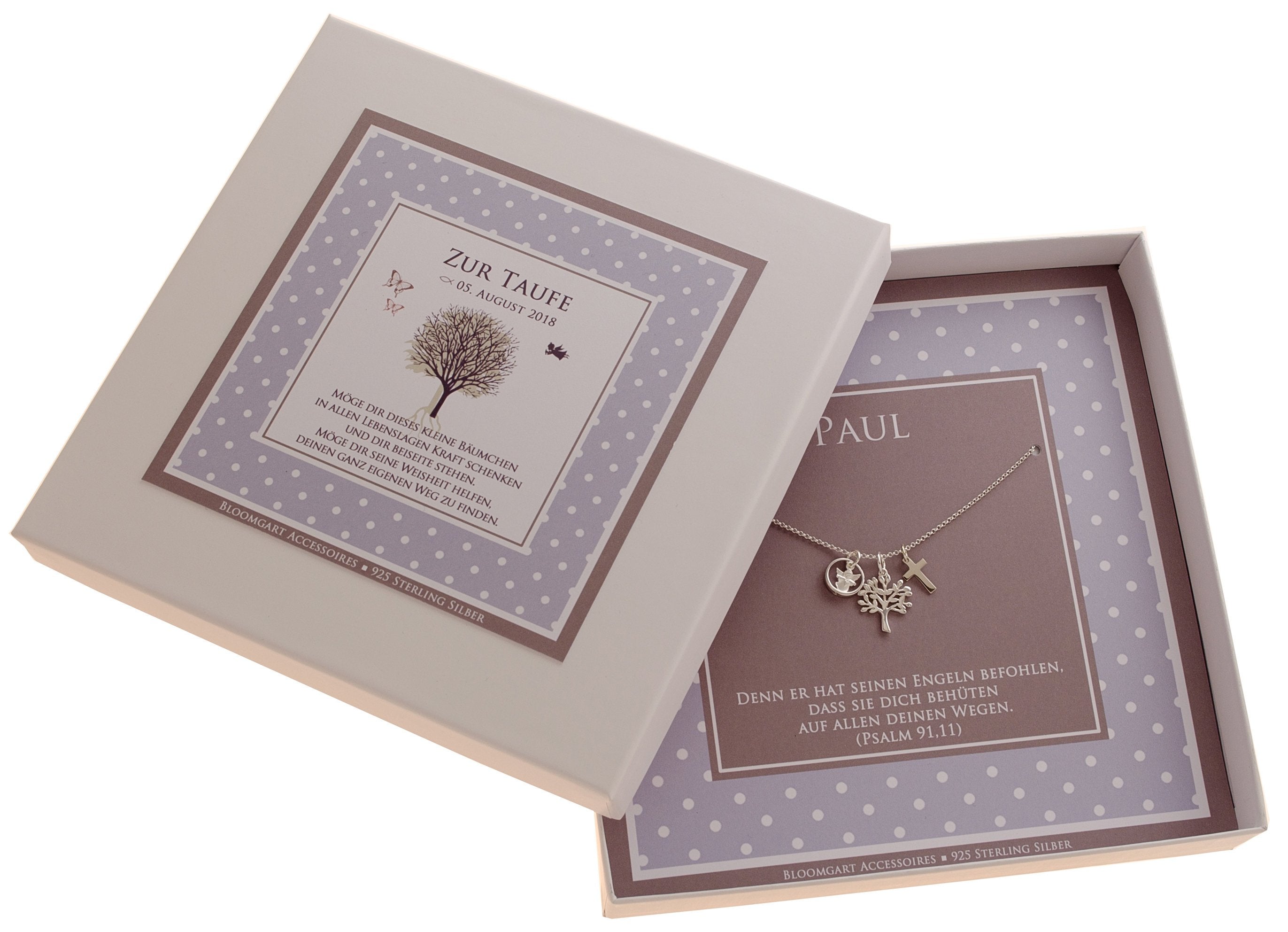 TAUFSCHMUCK TAUFKETTE Taufring Engel Kreuz Lebensbaum Taufe Kommunion Schmuck Geschenk für Patenkind von Bloomgart