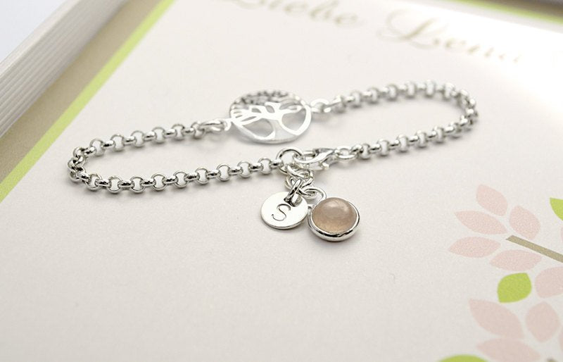 925 Sterling Silber Armkette - Lebensbaum - Gravur