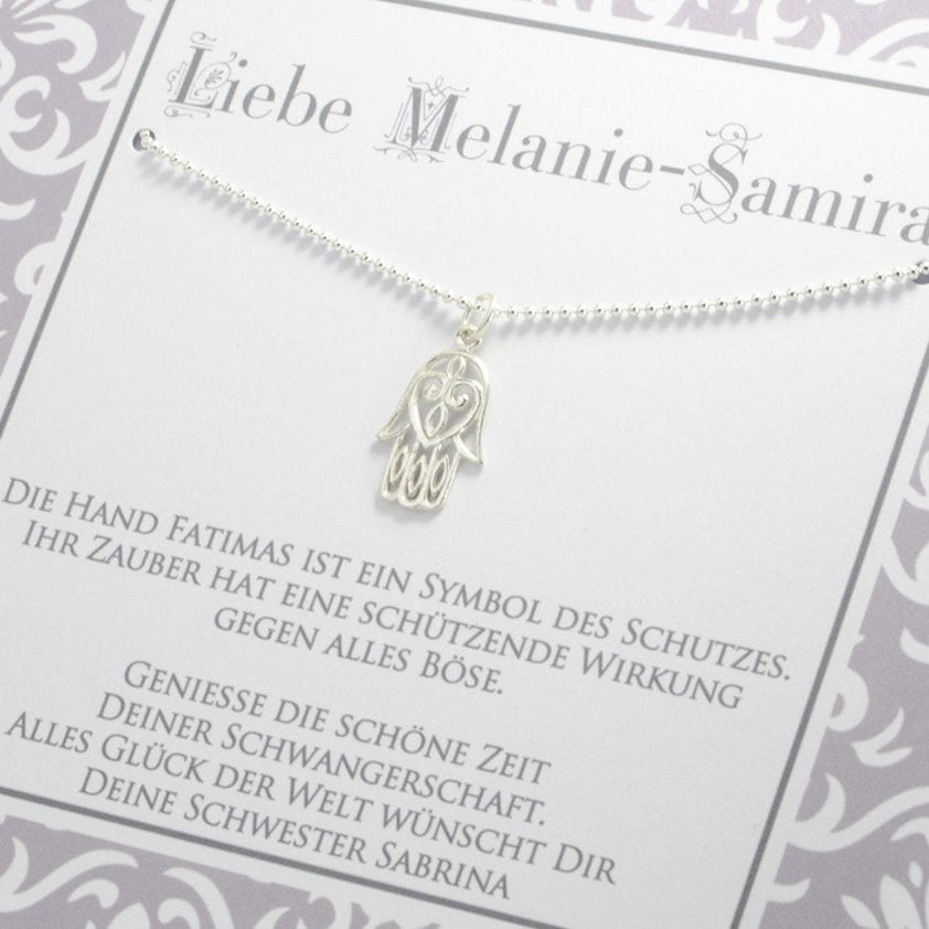 Glücksbringer Schwangerschaft Hamsa Hand Kette Geschenk werdende Mama