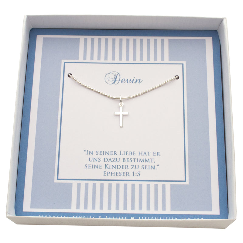 Geschenk zur Taufe, Halskette mit Kreuz und persönlicher Geschenkbox