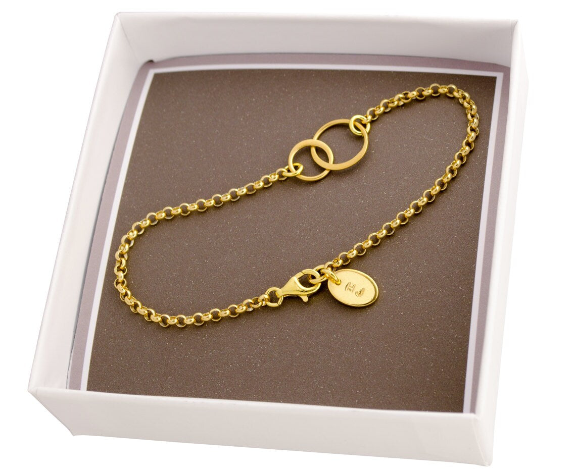 Freundschaftsarmband "Verschlungen" mit Initialen Gravur | 925 Silber