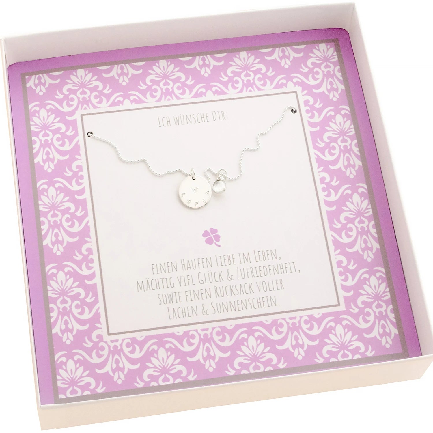 Silberkette Namensgravur handgestempelt 925 Silber Edelstein Auswahl