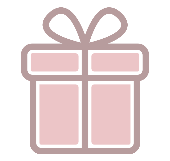 Stilisierte Zeichnung einer Geschenkbox als Symbol für die liebevolle und persönliche Anfertigung alles Schmuckstücke, die alle mit viel Liebe in einer persönlicher Geschenkbox verpackt werden.