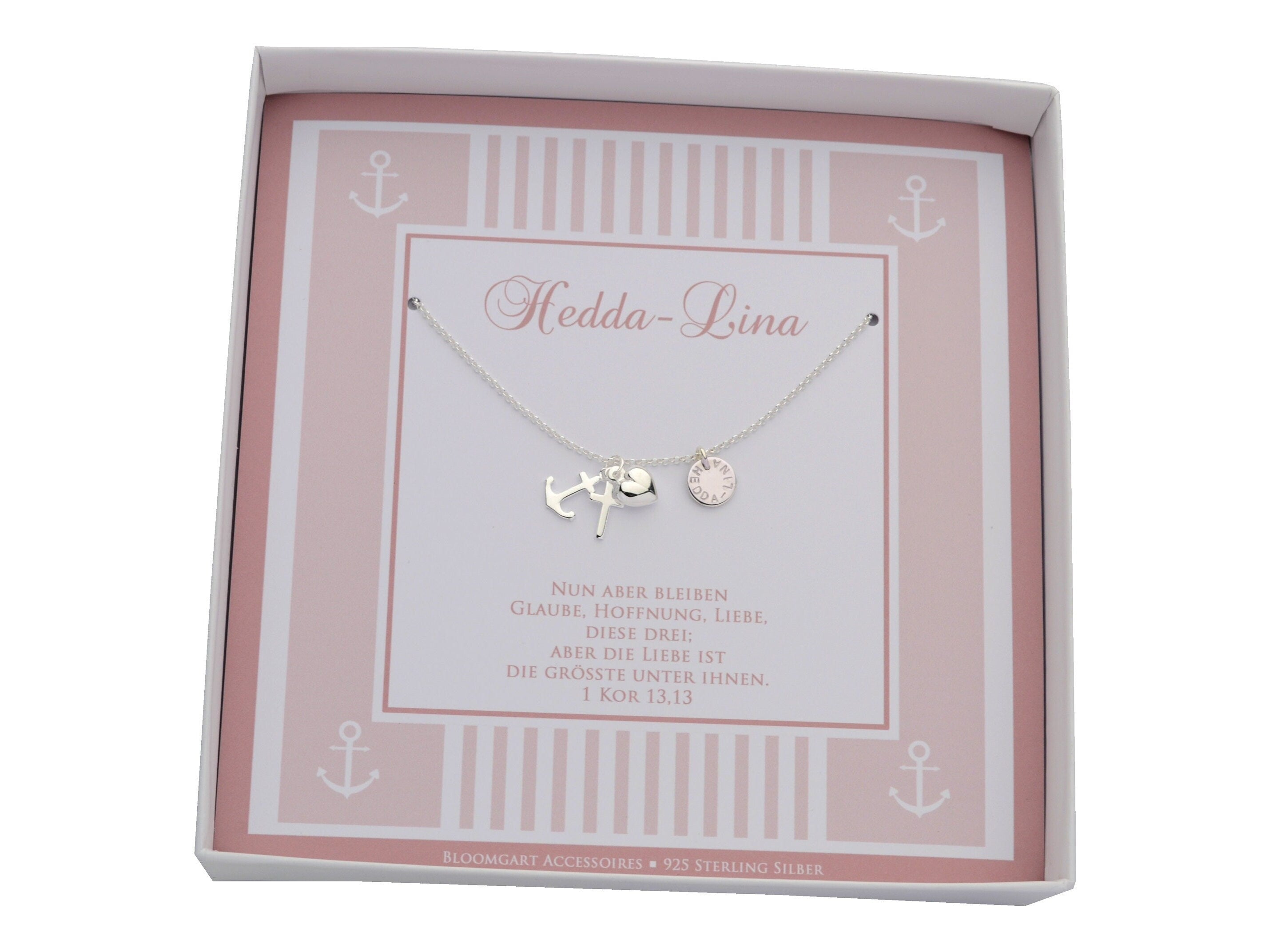 Personalisierte Kette "Glaube, Liebe, Hoffnung" aus Silber mit Gravur | Geschenk zur Taufe & Konfirmation