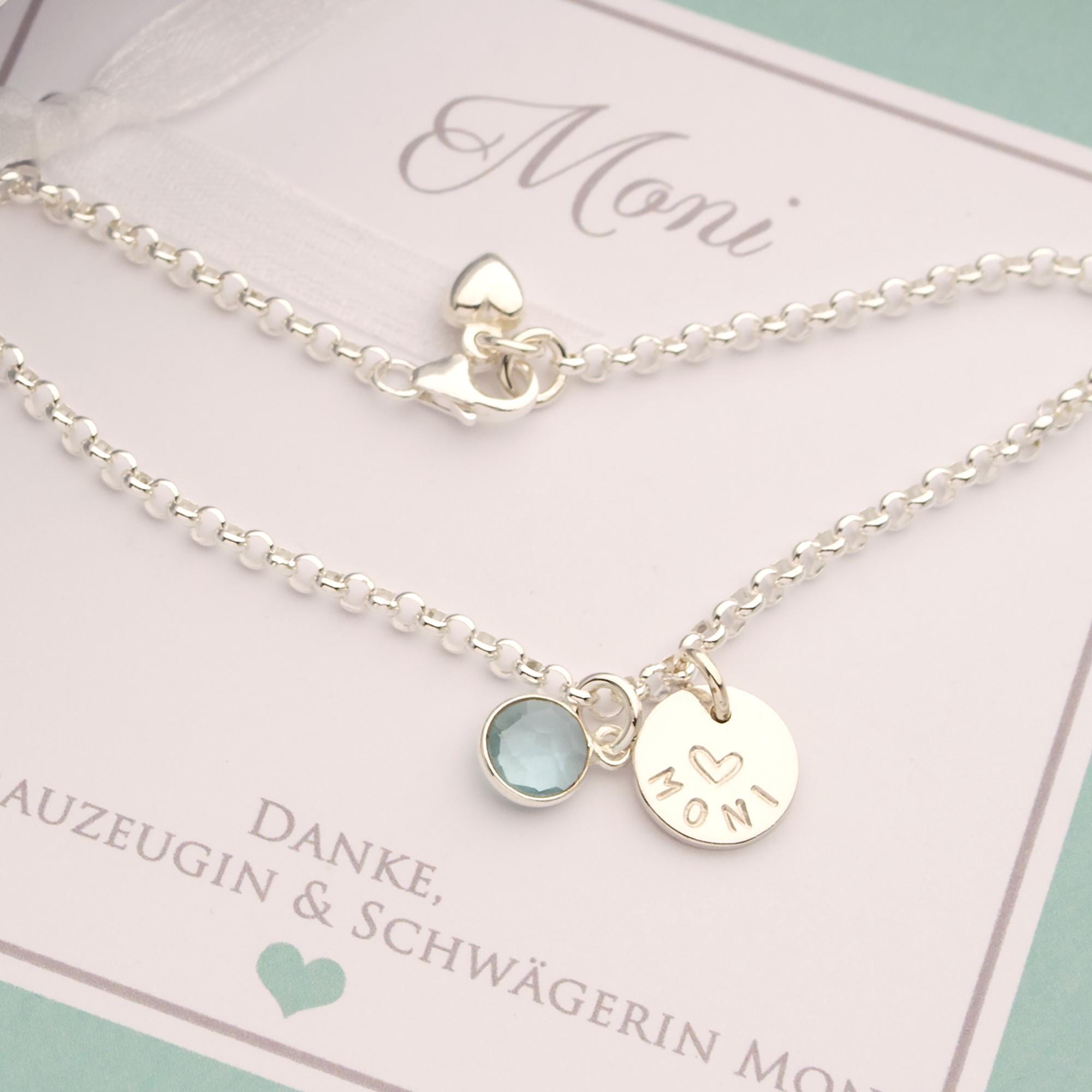 Geschenk für die Trauzeugin: Personalisiertes Armband "Danke" in Geschenkbox