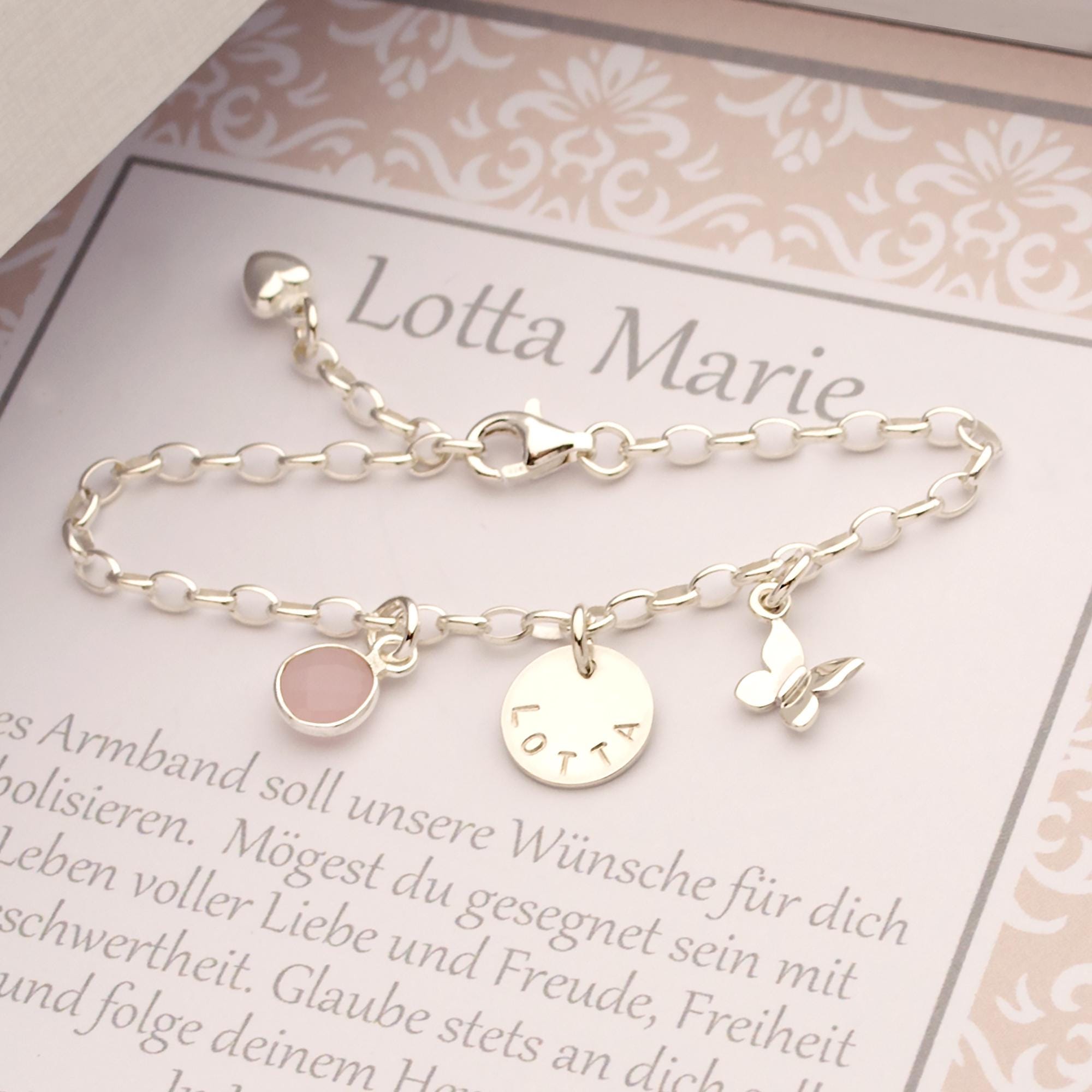 Personalisiertes Armband zur Taufe mit Namen & Taufspruch in Geschenkbox