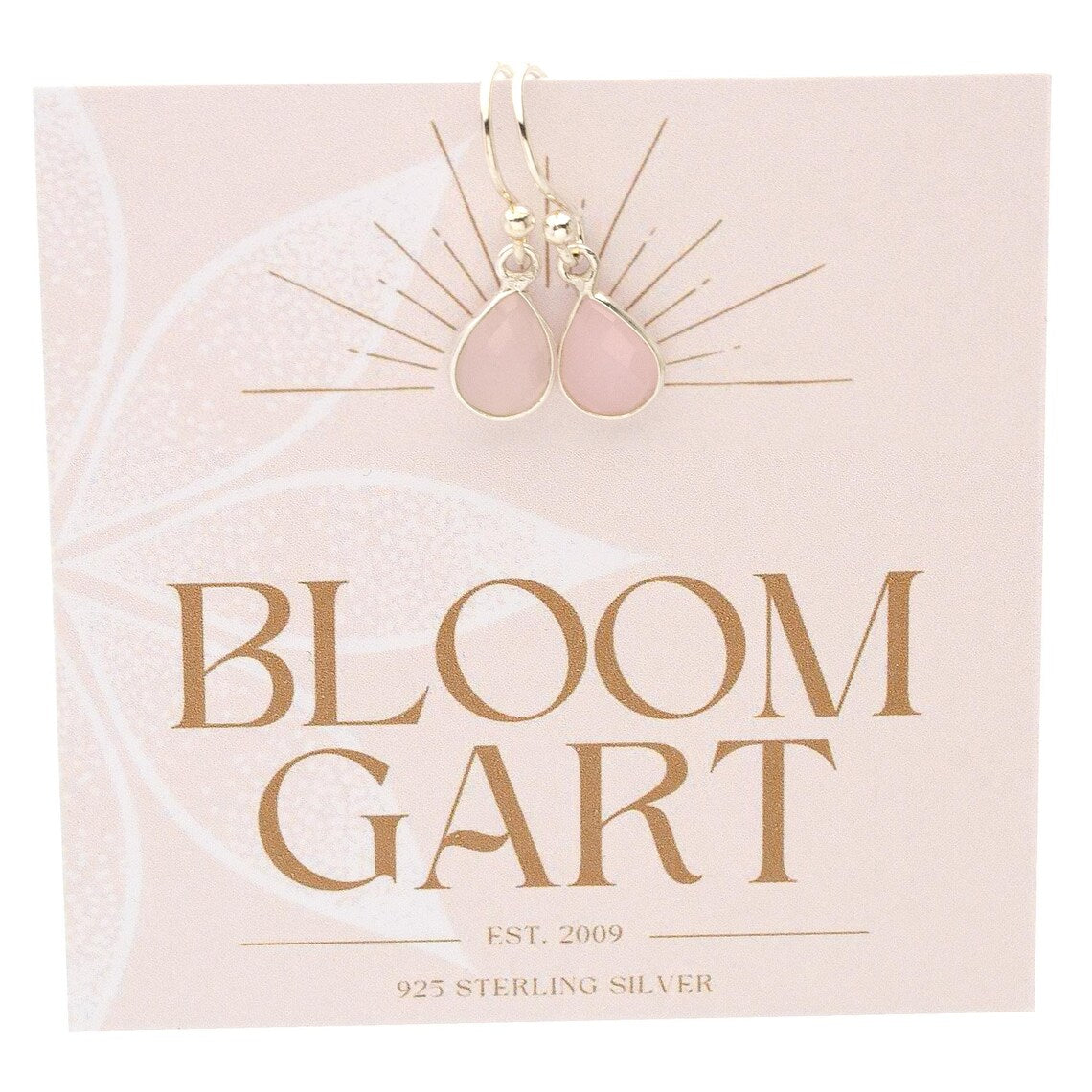 Zierliche Tropfen-Ohrringe mit Rosenquarz mit 925 Sterling Silber Fassung von bloomgart.de