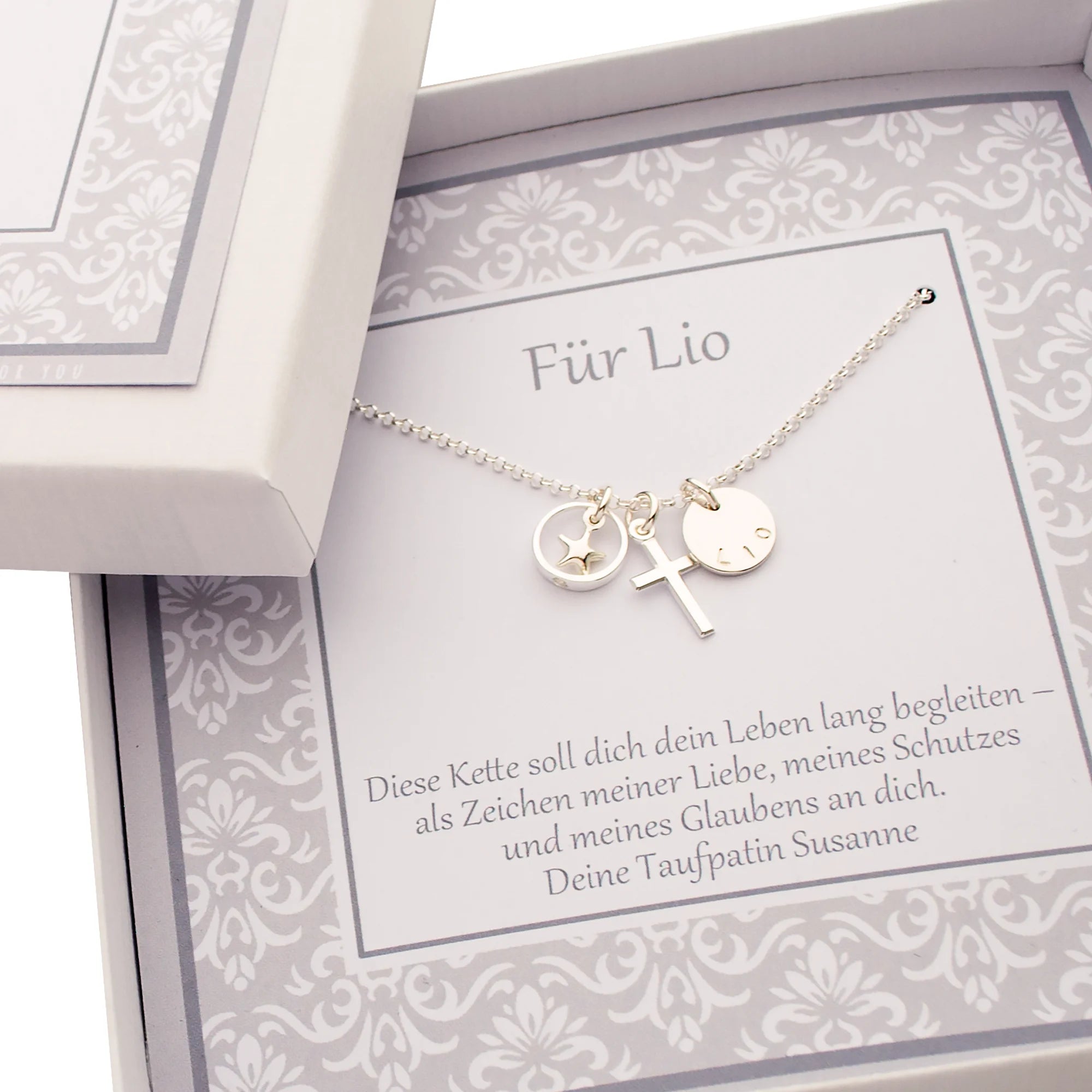 Taufgeschenk Junge Sternkette 925 Silber Geschenkbox