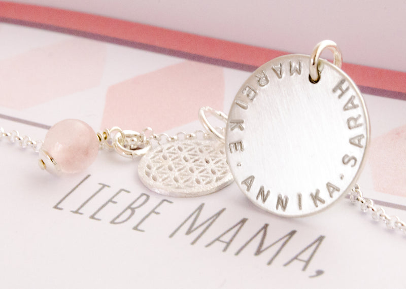 Bloomgart Namenskette MAMA 925 Geschenkbox mit Lebensblume Silber