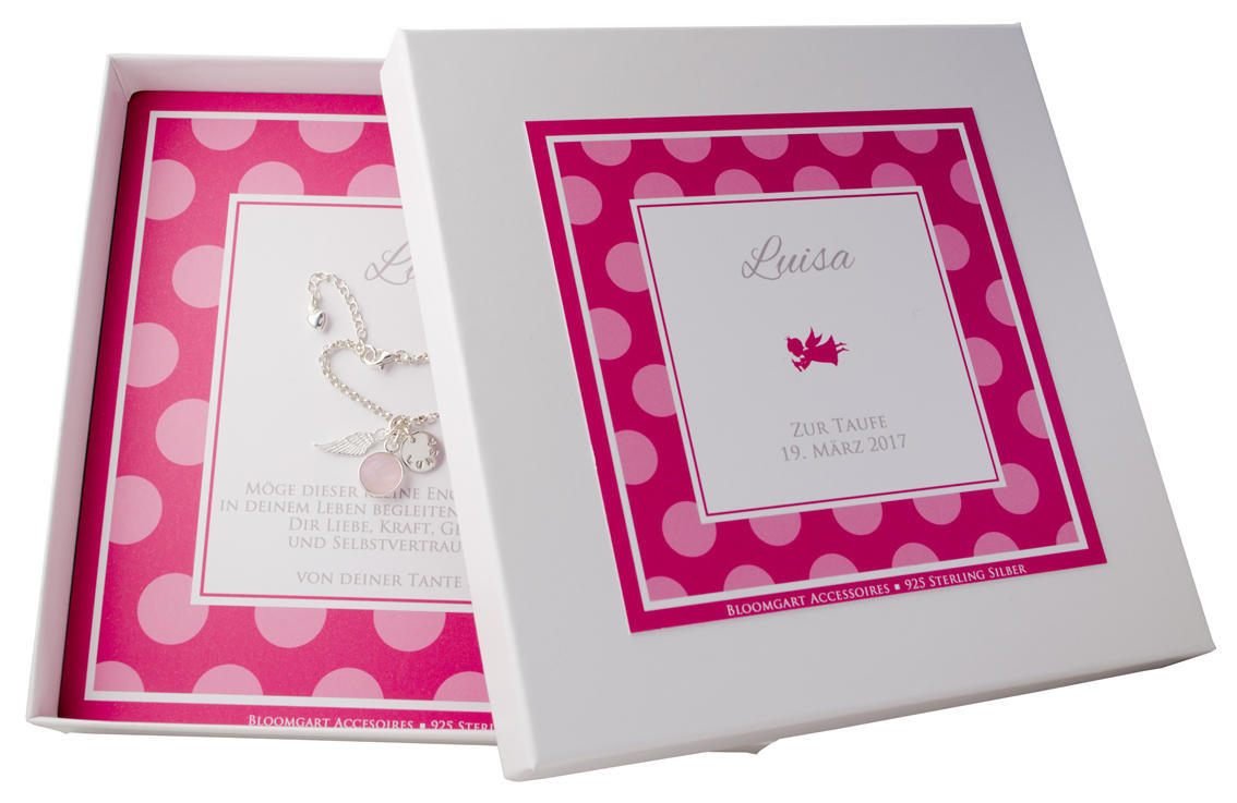 Personalisierte Geschenkverpackung für Armband mit Wunschtext und Namen