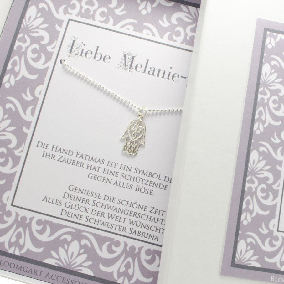 925 Sterling Silber Kette - Schwangerschaft Glücksbringer Hamsa - Schmuck