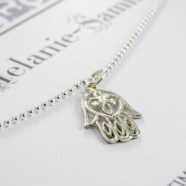 925 Sterling Silber Kette - Schwangerschaft Glücksbringer Hamsa - Schmuck