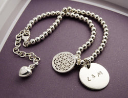 ARMBAND MIT GRAVUR Namensarmband Perlenarmband 925 Silber