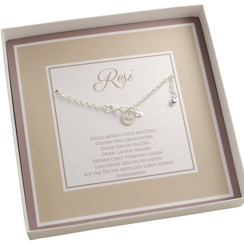 Namensarmband Infinity Schutzengel 925 Silber Geschenk zur Geburt Geschenk Taufe Einschulung Prüfung Glücksbringer Engelschmuck